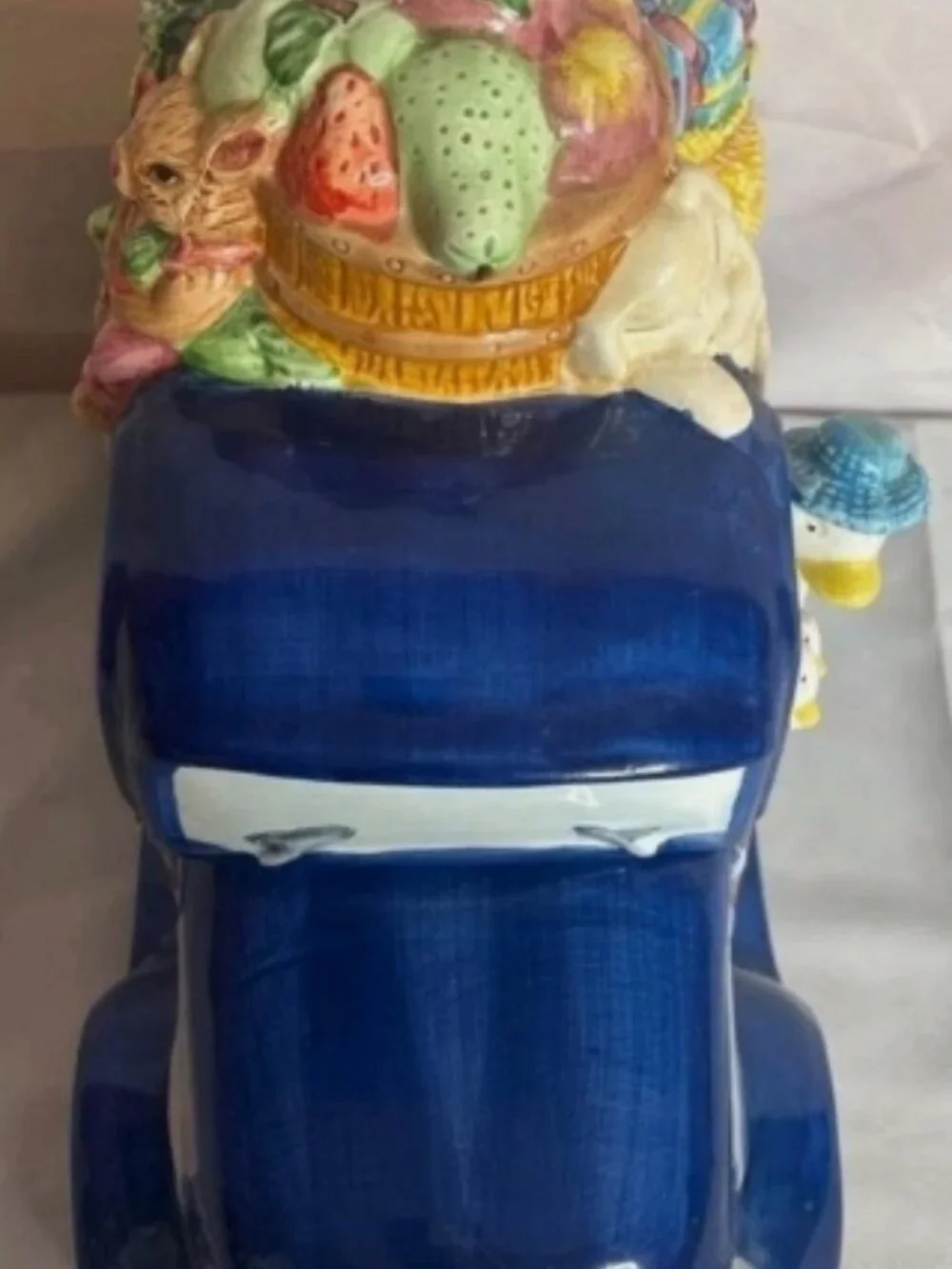 Vintage HL 2000 Blue Farm Truck Cookie Jar Ceramic Animal Crew Bunny Sheep Goose
